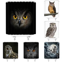 animal shower curtain full moon cute owl tree branches bath curtains waterproof polyester fabric bathroom decor screen with hook