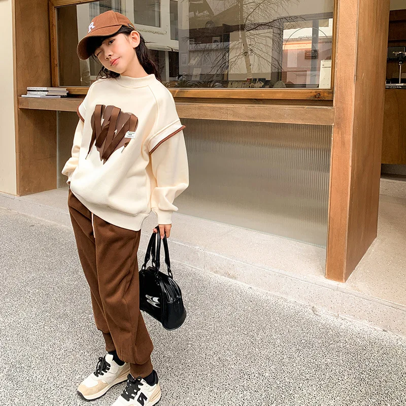 

Girls' sweater 2022 new winter plush autumn winter fashion top clothes 7-91