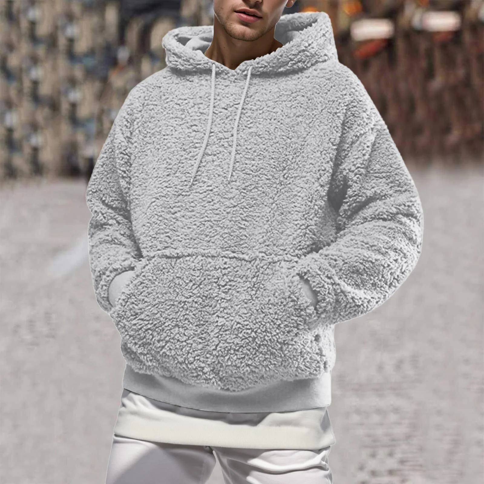 

Mens Autumn And Winter New European And American Plush Plus Fleece Hoodie Explosion Loose fit Outfits grunge