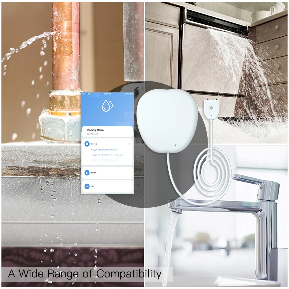 Somaita Tuya WIFI Water Leakage Sensor Residential Alarm Smart Home Security Protection Alarm System Wireless Remote Control enlarge