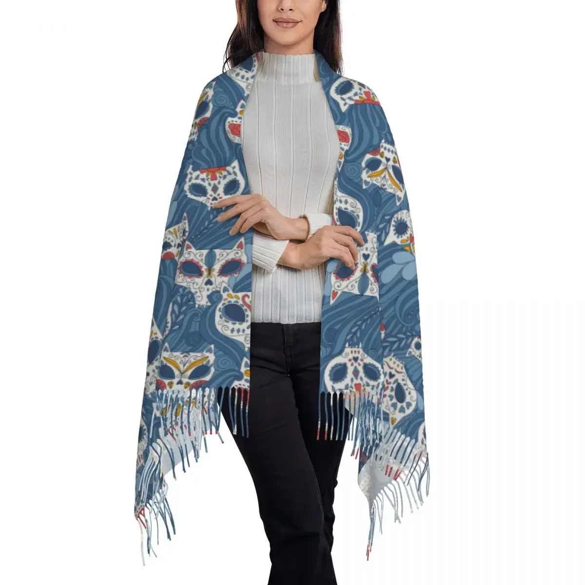 Персонализированный Печатный мексиканский мультфильм Calaveras Кот череп с