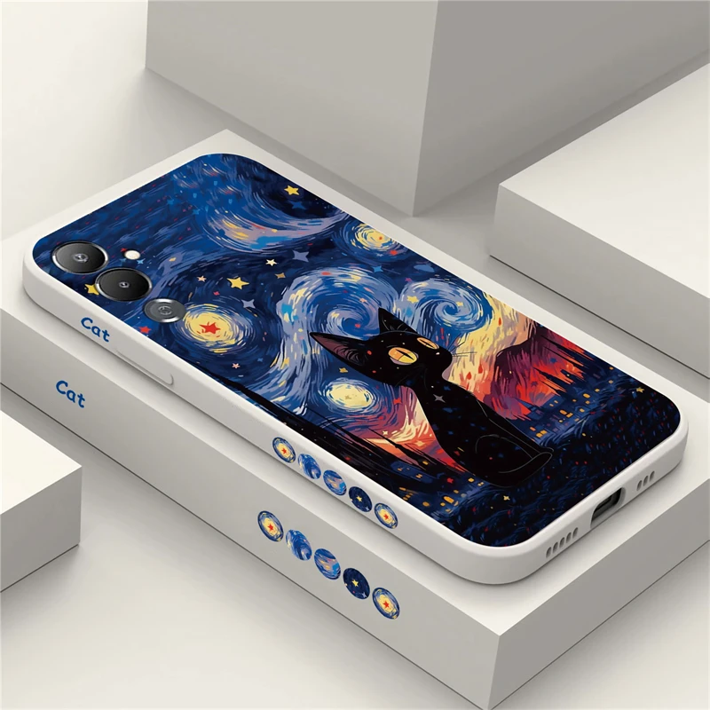 Pova 4 Звездное небо кот чехол для телефона Infinix Tecno Spark 10 7T 6 GO Camon 15 16 Pro Smart Power NEO