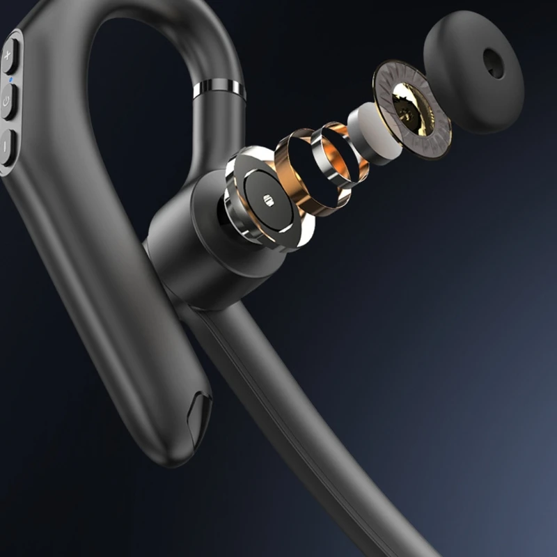 

Bluetooth-compatible Earphone with 800mAh Charging Box Comfortable Wearing With Ear-hook Mic Long-term Use Headphone 67JD