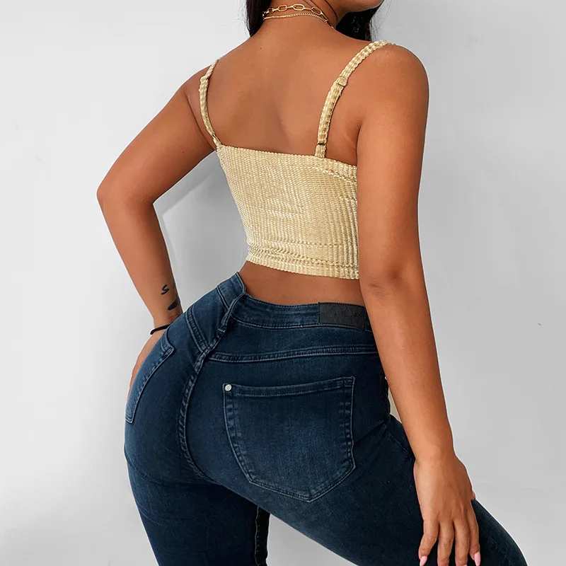 Вельветовая майка для женщин сезон весна-лето 2022 Сексуальная Клубная одежда с