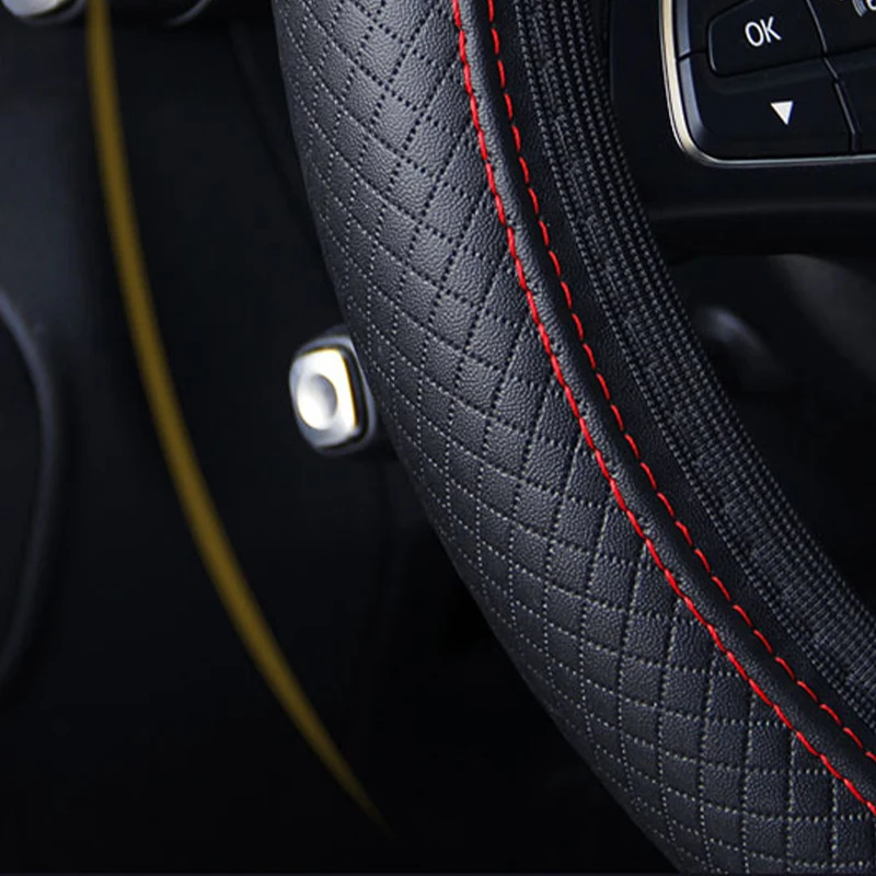 Universal Car Steering Wheel Cover Microfiber Leather Protection Cover Anti Slip Breathable for 37-39cm Steering Wheel Protector 2