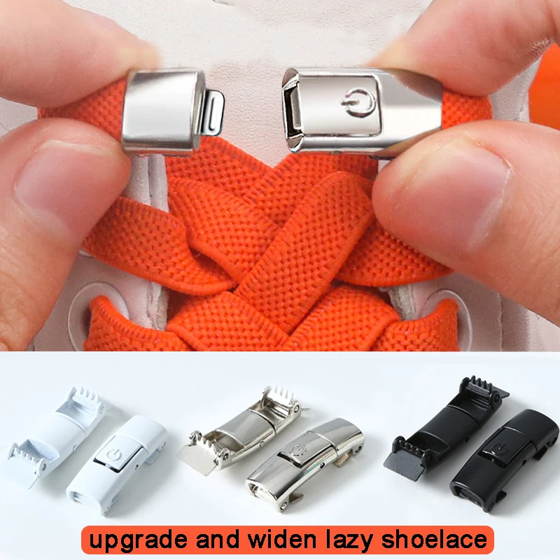

8MM No Tie Shoe Laces Press Lock Shoelaces Without Tie Elastic Switch Buckle Fixed Sneaker Kids Adult Widened Shoelace for Shoes
