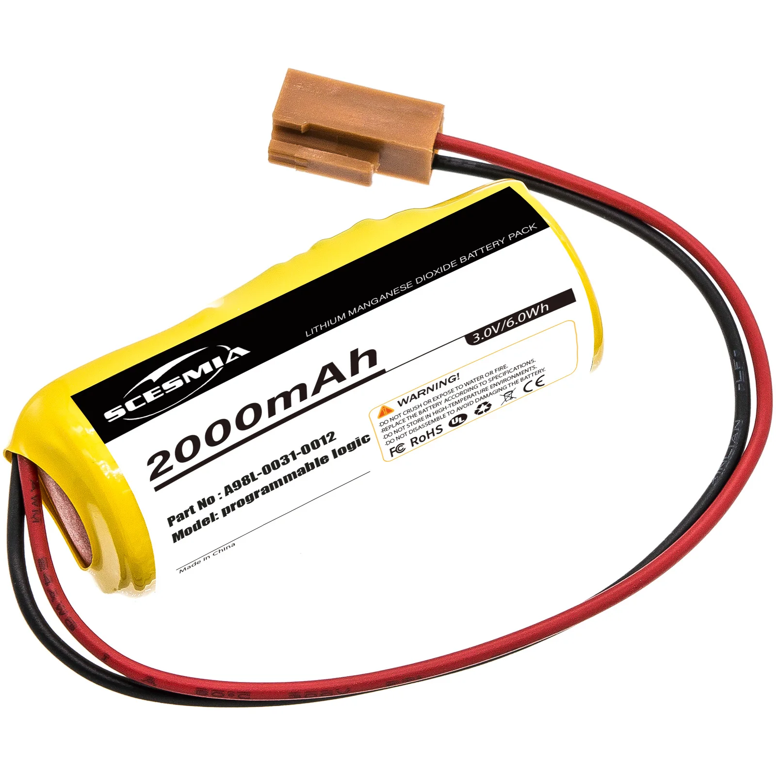 Фото Аккумулятор 2000 мАч для Fanuc LX98L-0031-0012, FDK CR8-LHC, GE A02B-0200-K102, A98L-0031-0012, Le Blonde A98L00310012 №3