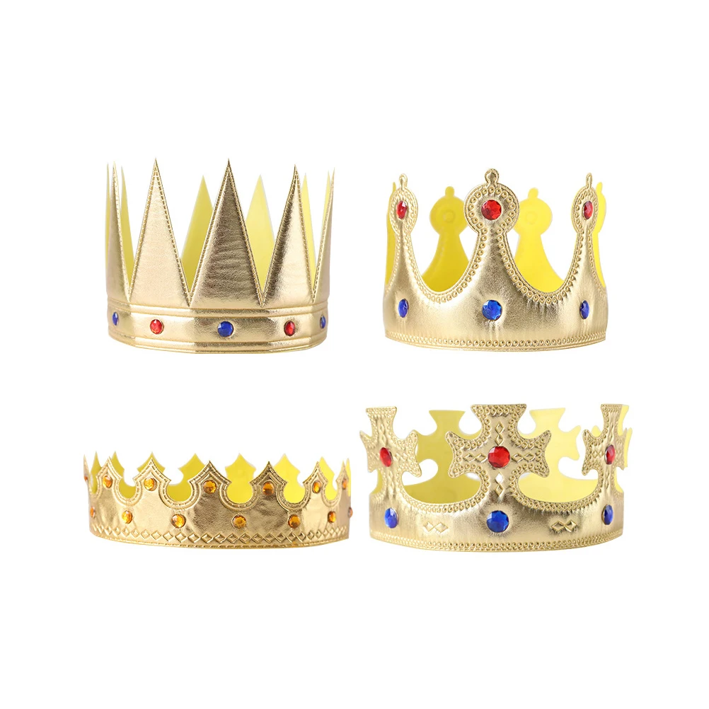 

4pcs Birthday Crown Hats Girl Queen Boy King Hat Princess Prince Crown Headband Kids Tiara Costume Headdress Party Decoration