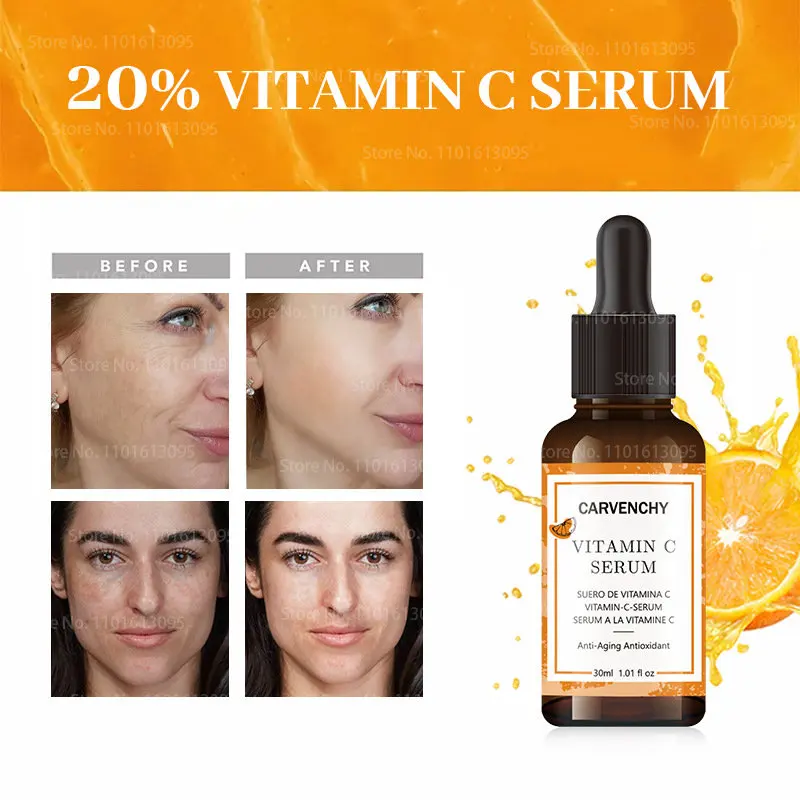 

30ml Vitamin C Serum Anti-aging Whitening VC Essence Oil Topical Facial Serum with Hyaluronic Acid Vitamin E Cosmetic