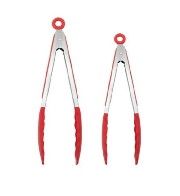 

Game with 2 Tongs Sticker in Silicone 29,5 and 25,5 cm Red.