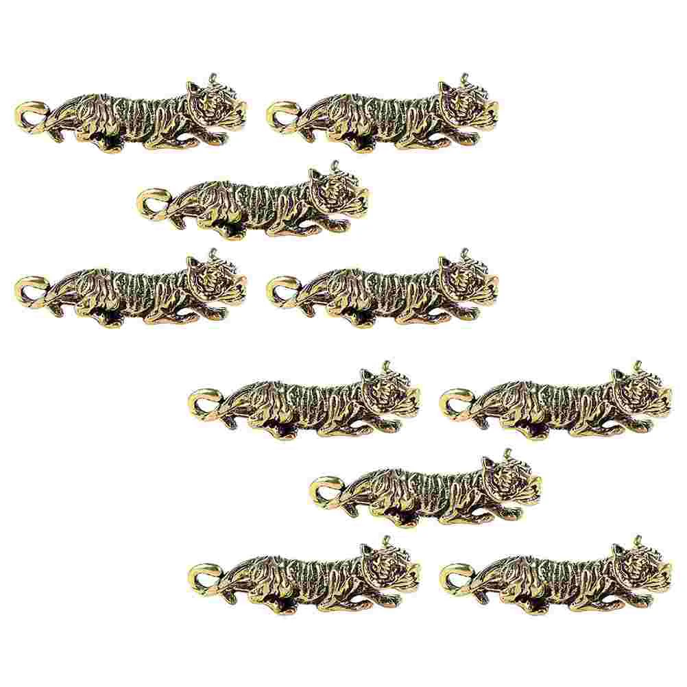 

10pcs Brass Tiger Pendants Exquisite Brass Craft Tiger Pendants DIY Decors