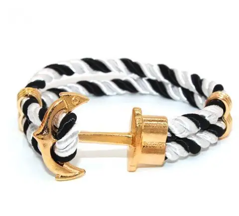 Мужской плетеный браслет в евро-американском стиле, уличный плетеный браслет с веревкой для лодки, якоря, ручного шнура