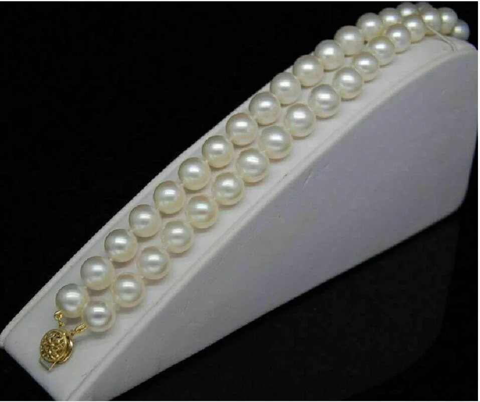

Double Strand Nanhai AAA 8-9mm White Pearl Bracelet 7.5-8 14K Gold Buckle-