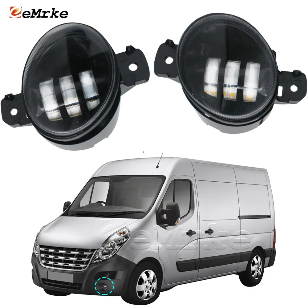

LED Car Fog Lights Assembly for Renault Master 3 Opel Vauxhall Movano B X62 2010-2019 Headlights w/ Lens DRL 30W 12V H11 6400LM