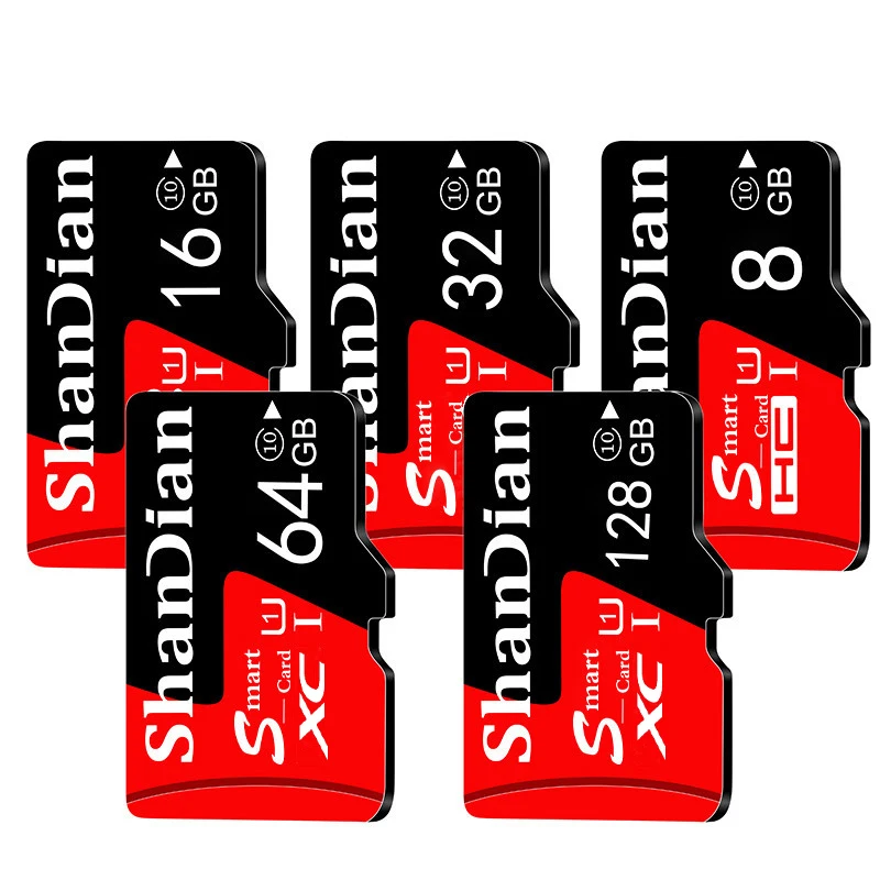 Real Capacity SD/TF Memory Cad Red Flash Memory Card Complimentary SD Card Holder 64GB/32GB/16GB Monitor Video Recording Cards