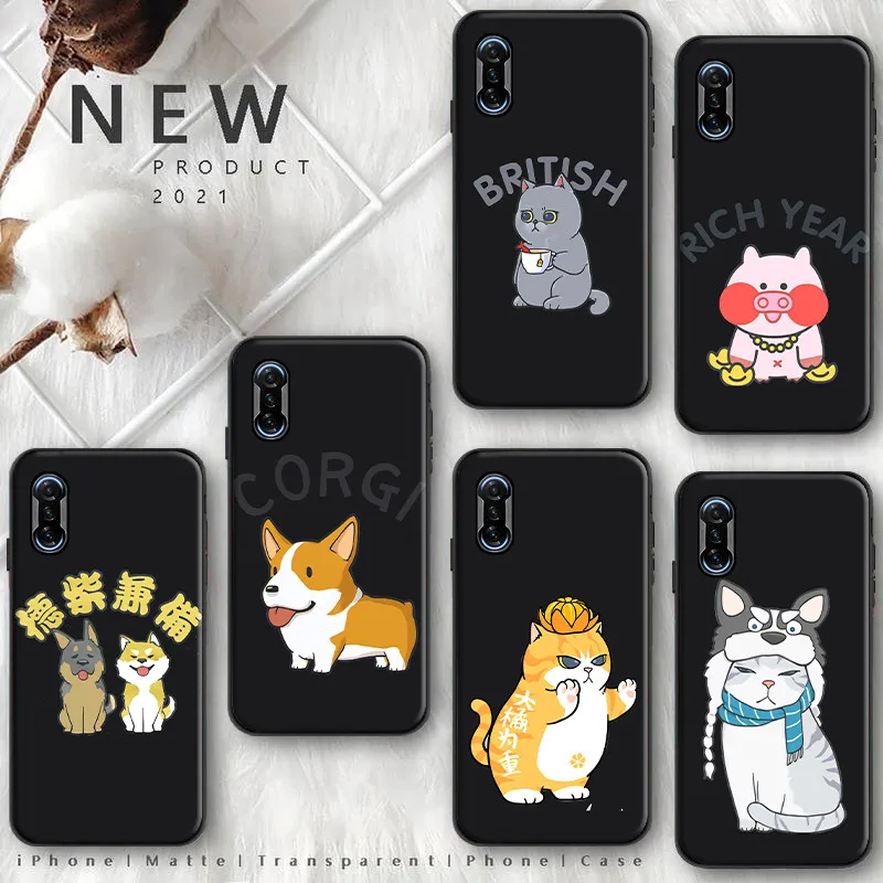 

Trendy Animals Cospaly Phone Case For iPhone 13 Pro MAX 13 Mini Funda Coque Carcasa Cases Corgi Orange Cat Pink Pig Panda Text