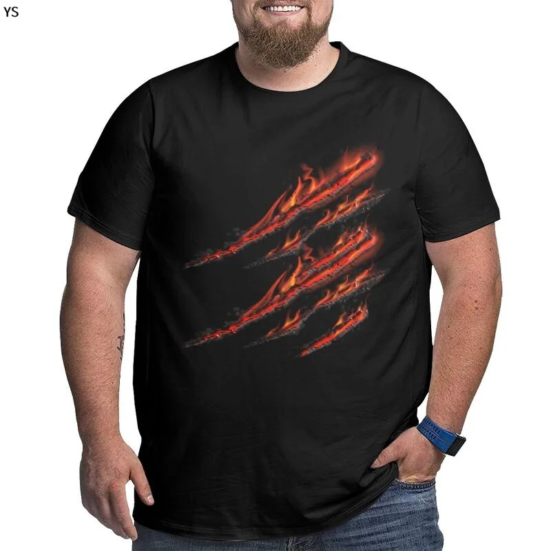 

Летняя Мужская хлопковая футболка 2022, черный топ с принтом в виде пламени и царапин, большой размер: фотография может быть настроена