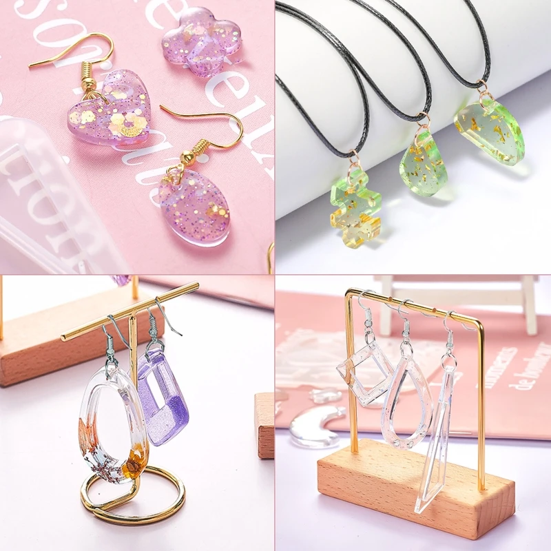 

69HB Jewelry Pendants Epoxy Resin Casting Mould Rings Earrings DIY Material Bags Casting Mould DIY Accessories Gift for Kids