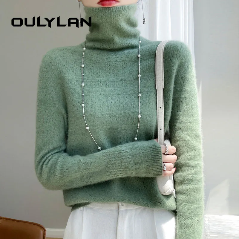 Базовый однотонный эластичный тонкий свитер джемпер элегантный повседневный