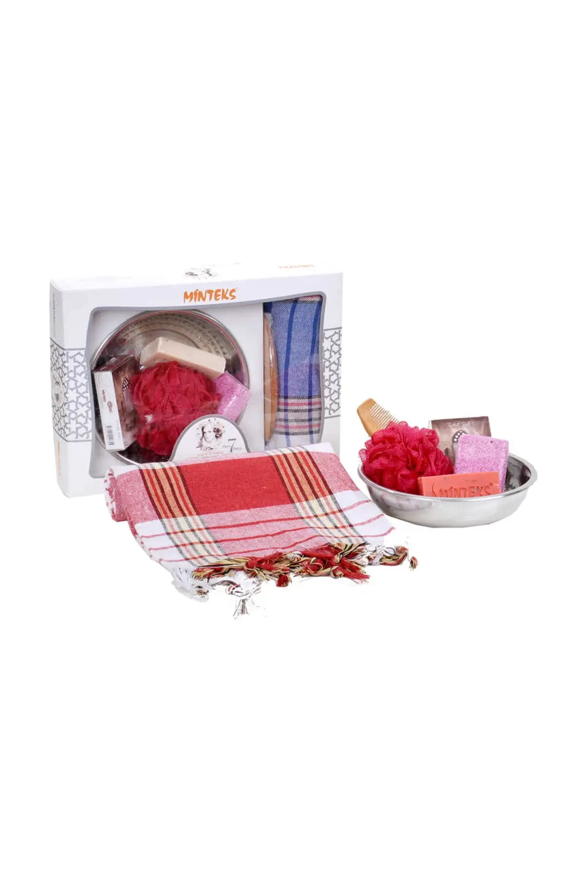 

Beach Towel 7 Pieces Silver Bath Set- Red 152400249 Soft Textured Water Absorbing Quick Dry