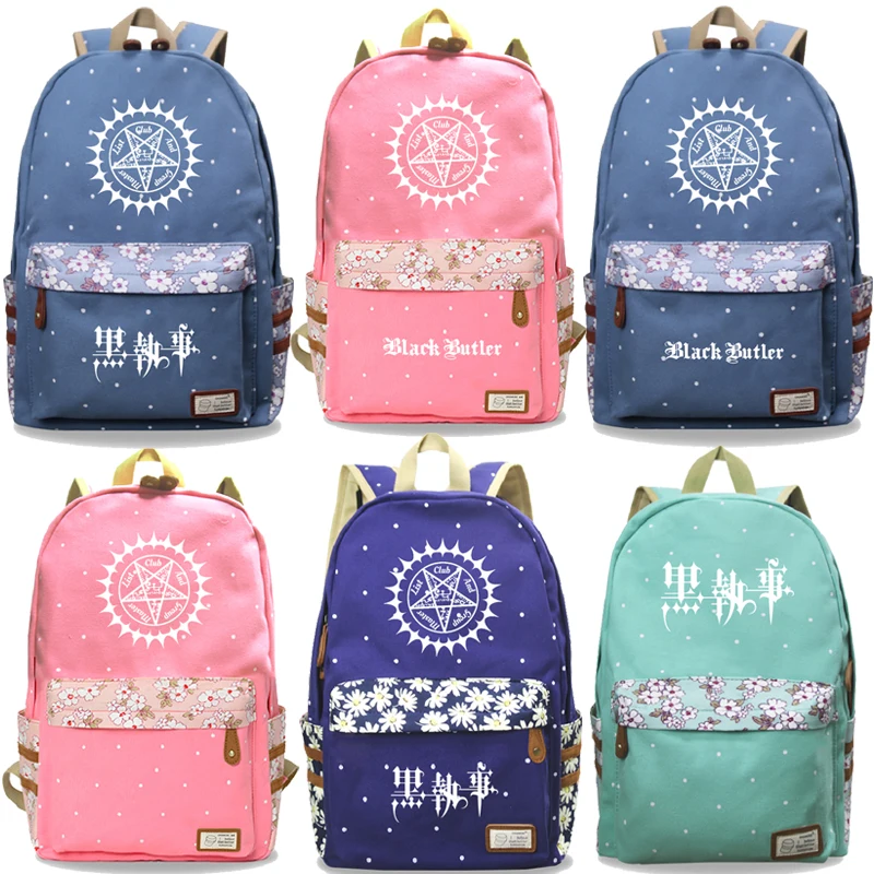 

Women Black Butler Backpack Kids Bookbag Travel Shouler Knapsack Girls School Bag Laptop Bag Kuroshitsuji Daily Mochila Rucksack