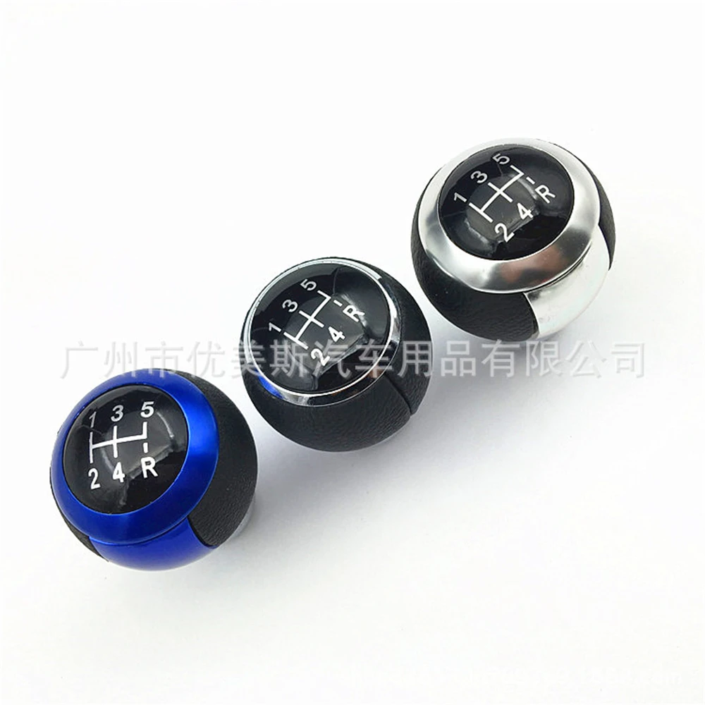 

Universal 5 Speed 5R Blue Line Car Aluminum Leather Manual Gear Shift Knob Stick MT AT Red Line Gearstick Lever Shifter Knob