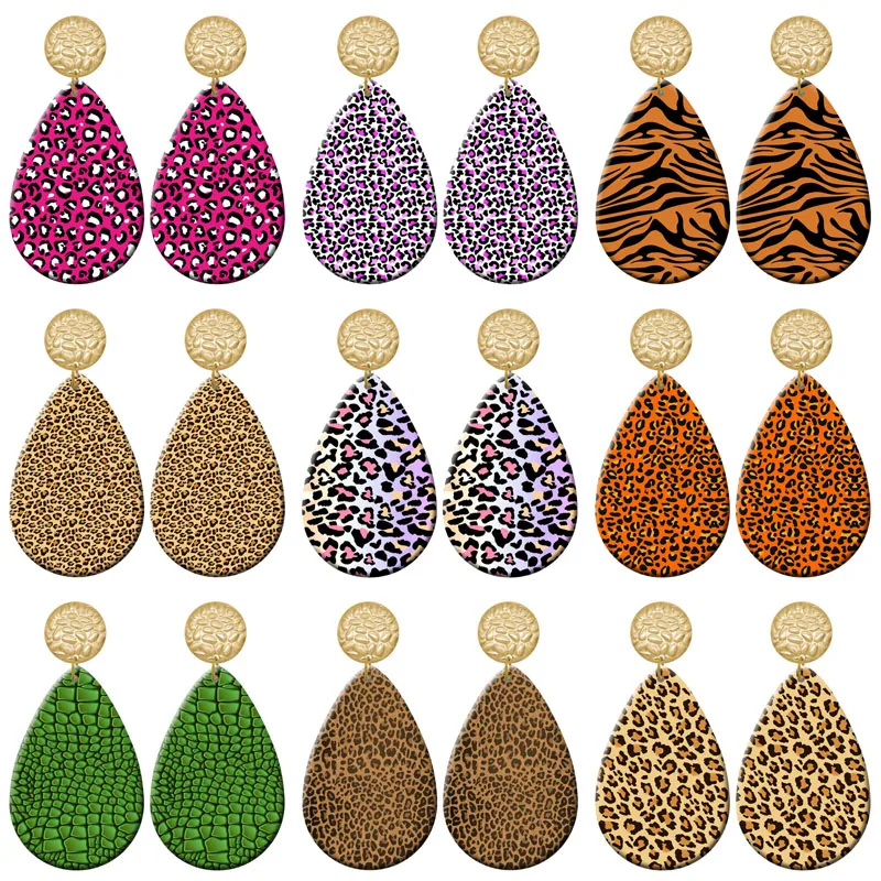 

Artistic Leopard Pattern DIY Acrylic Drip Earrings For Women Jewelry Y2K Piercing Ear Hooks Dangle Accessories For Girls Gift