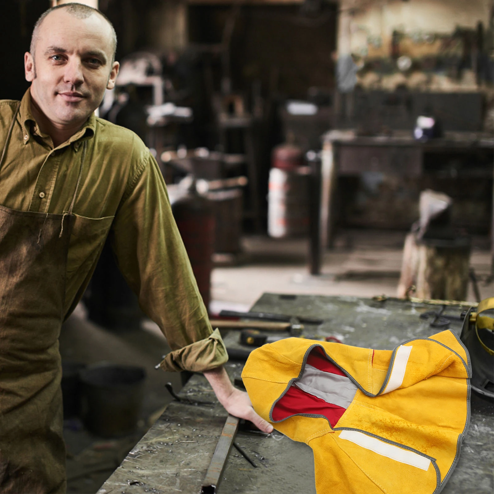 

Сварочная Балаклава, устойчивая крышка с капюшоном, защитное снаряжение из воловьей кожи для сварщиков, Adiabatic Wear