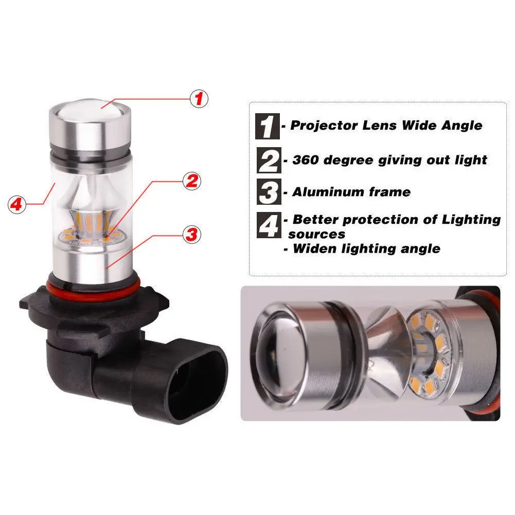 2x9005 HB3 6000K 100W 2323 Φ проектор противотуманная лампа белый