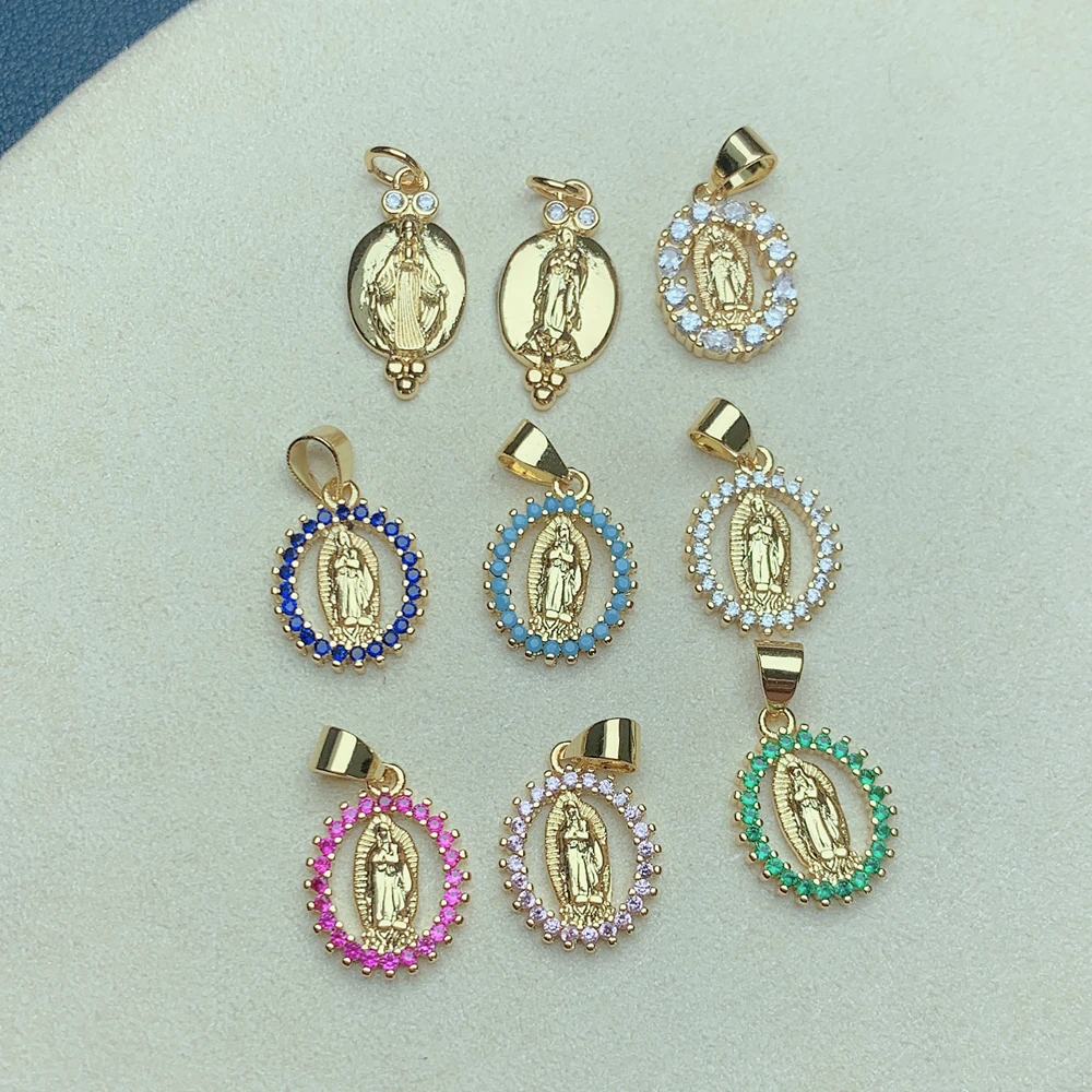 

Religion Holy Virgin Mary Guadalupe Necklace Pendants High Quality Metal Gold Plated Charms For Jewelry Making Wholesale