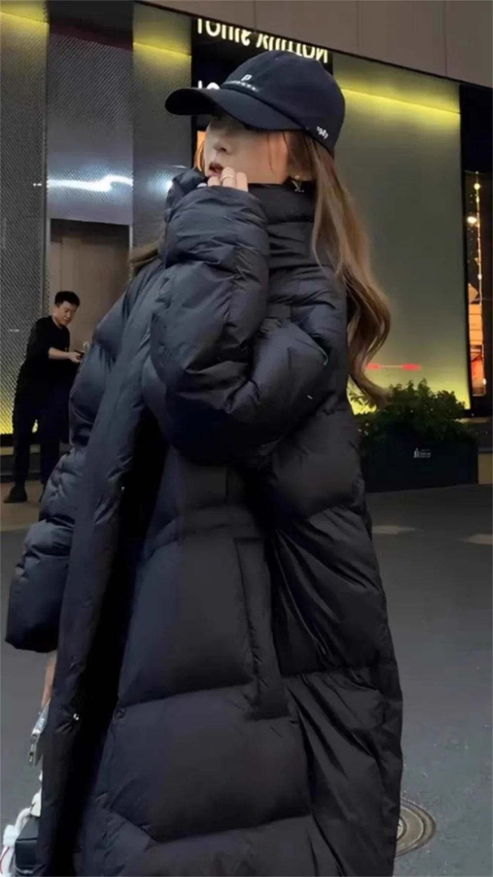 Корейская версия с капюшоном 90 Белый гусиный пуховик для женщин зимнее длинное