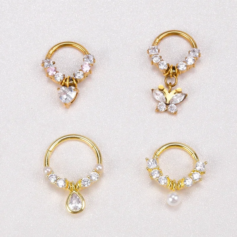 Женские Кольца для пирсинга носа из титановой нержавеющей стали