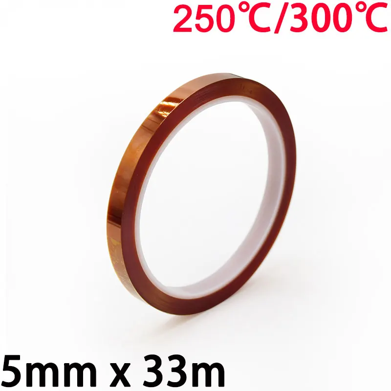 

5mm x 33m 3D Printer Parts High Temperature Resistant Heat BGA Kapton Polyimide Insulating Thermal Insulation Adhesive Tape