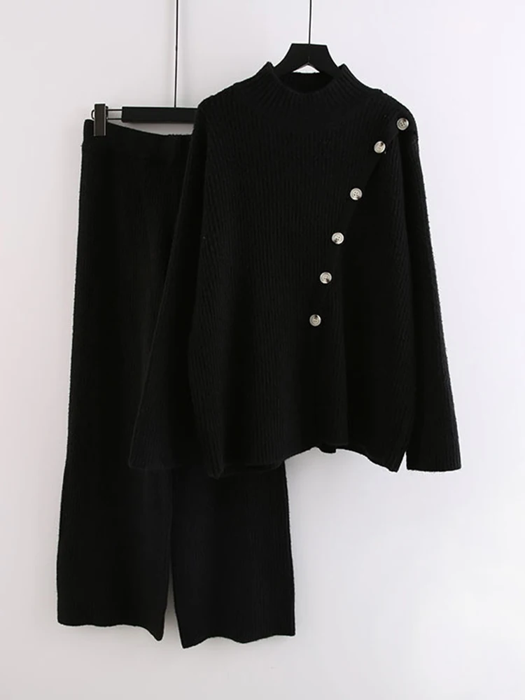 Женский трикотажный комплект из двух предметов пуловер с длинным рукавом и