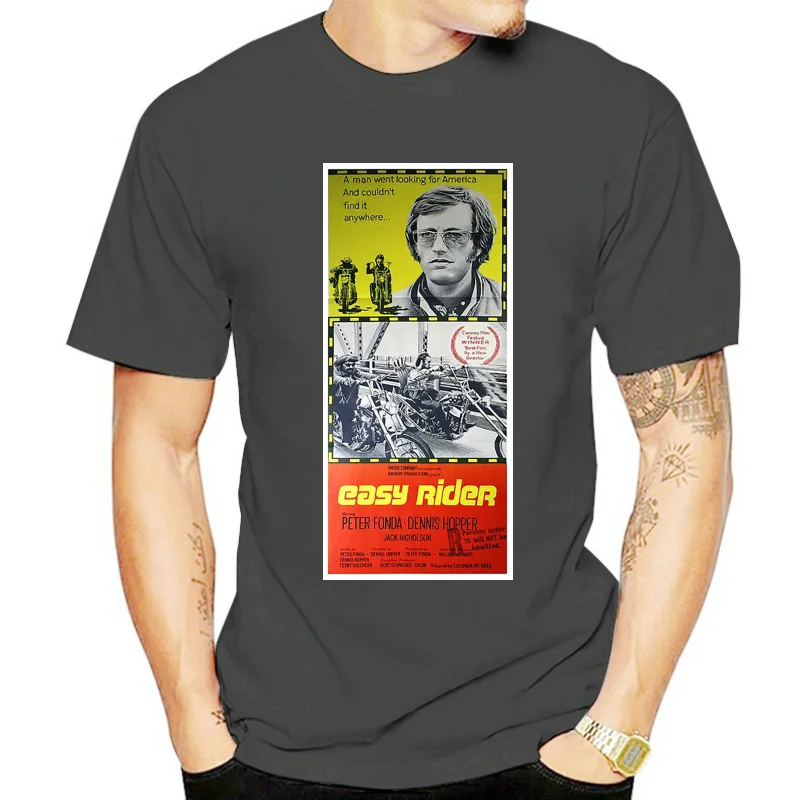 Мужская футболка Easy Rider плакат по фильму лобби 1969 с принтом