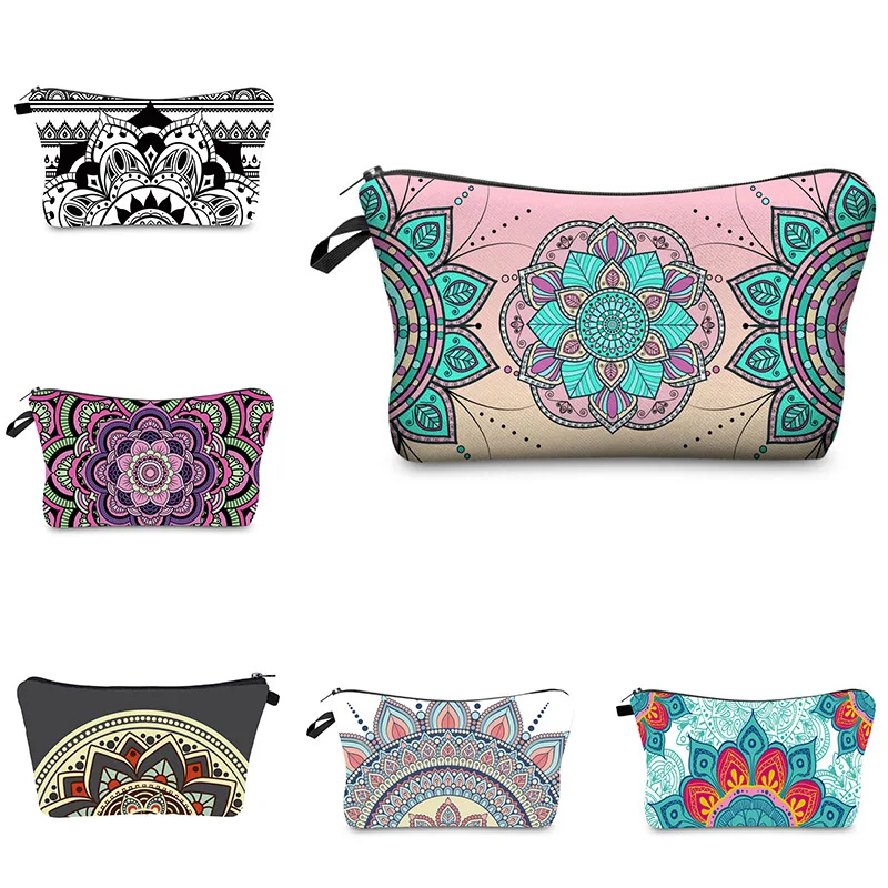 

Cosmetic Cases Mandala Pattern Portable Women Travel Storage Bag Toiletries Organize Cosmetic Bag Waterproof Female MakeUp Bag