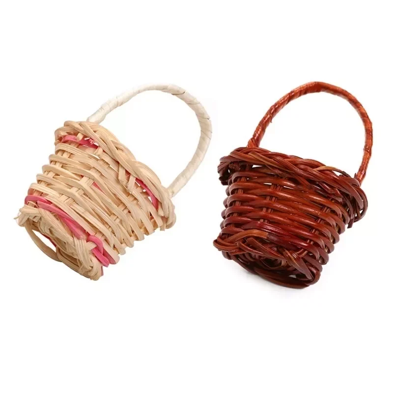 

2PCS Mini Rattan Weaving Storage Basket Fruit Rattan Storage Box for Cosmetics Tea Picnic Basket Organizer Kitchen Handicraft