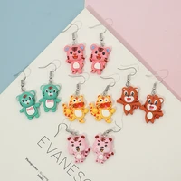 korean fashion cute funny colour three dimensional cartoon tiger pendant earrings for women jewelry accessories gifts