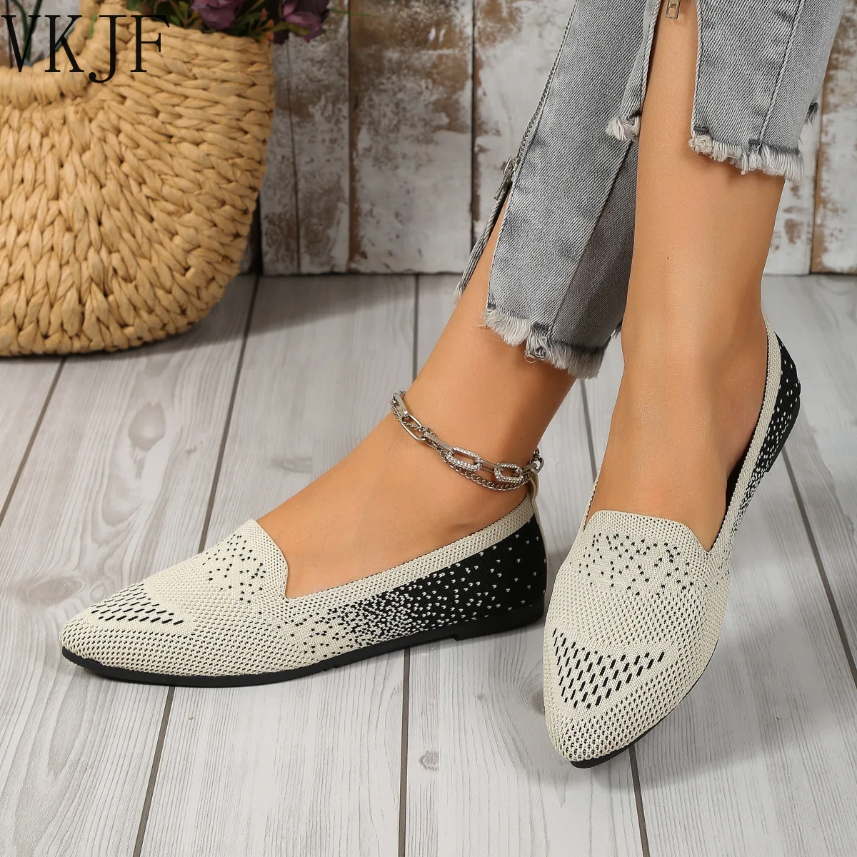 

Casual Shoes Women's Flat Shoes 2023 Autumn Mesh Breathable Comfort Light Sneaker Socks Women Slip on Loafers Zapatillas Mujer