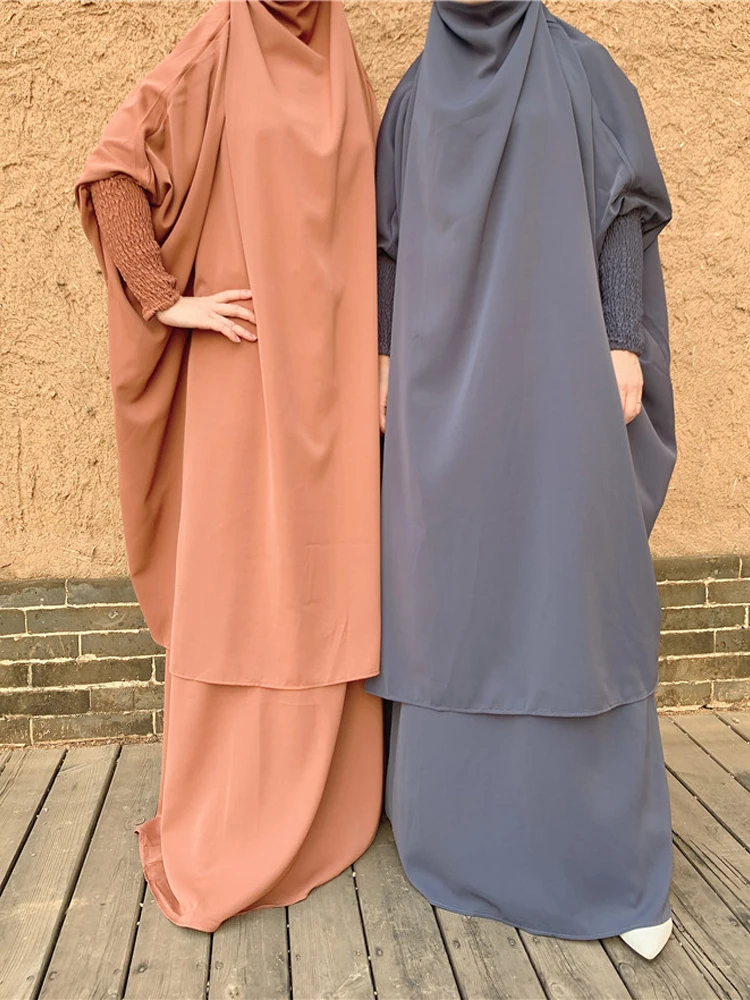 Женская мусульманская молитвенная одежда простой комплект из 2 частей Jilbab Nida с