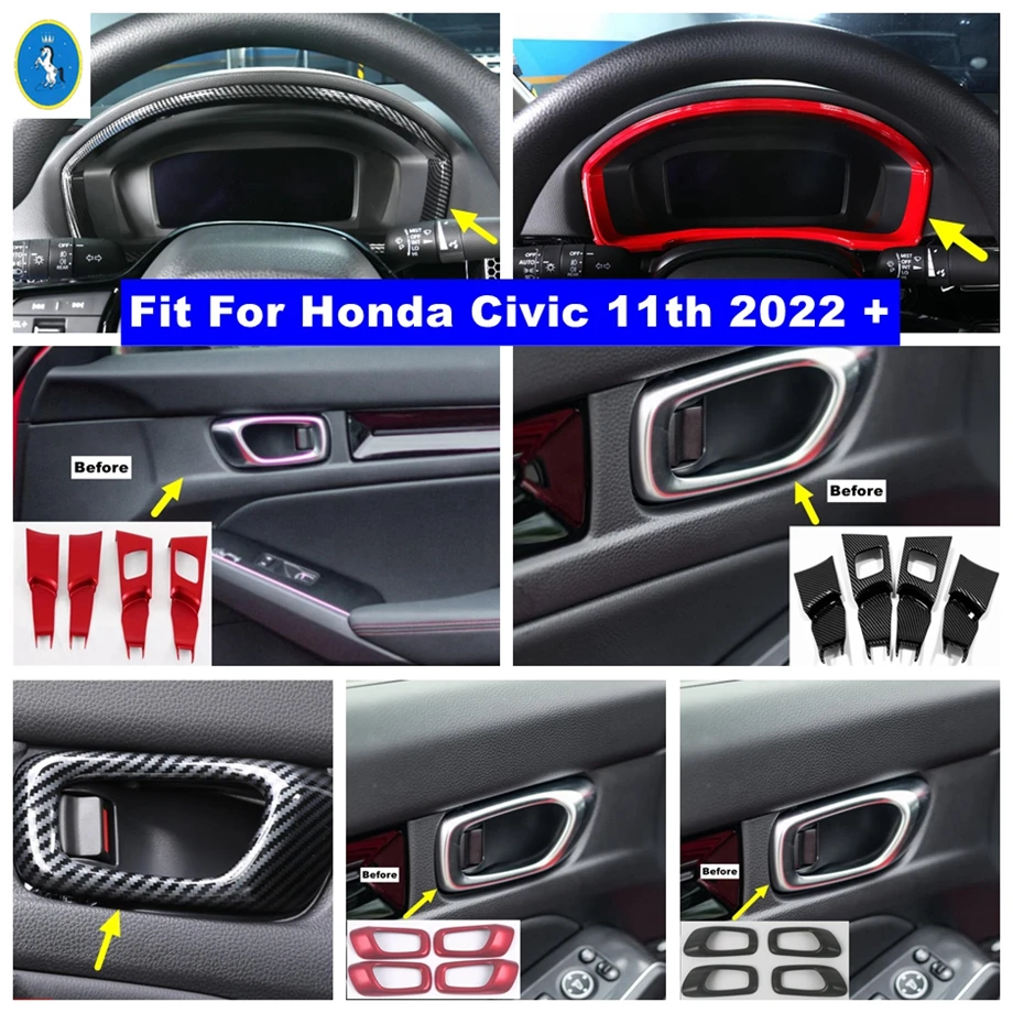 

Car Interior Accessories Dashboard Door Pull Doorknob Handle Catch Bowl Decor Cover Trim Fit For Honda Civic 11th 2022 2023
