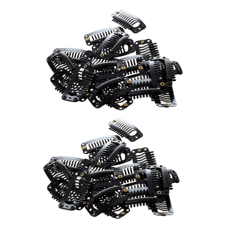 

40 шт., черные зажимы для наращивания волос, 32 мм