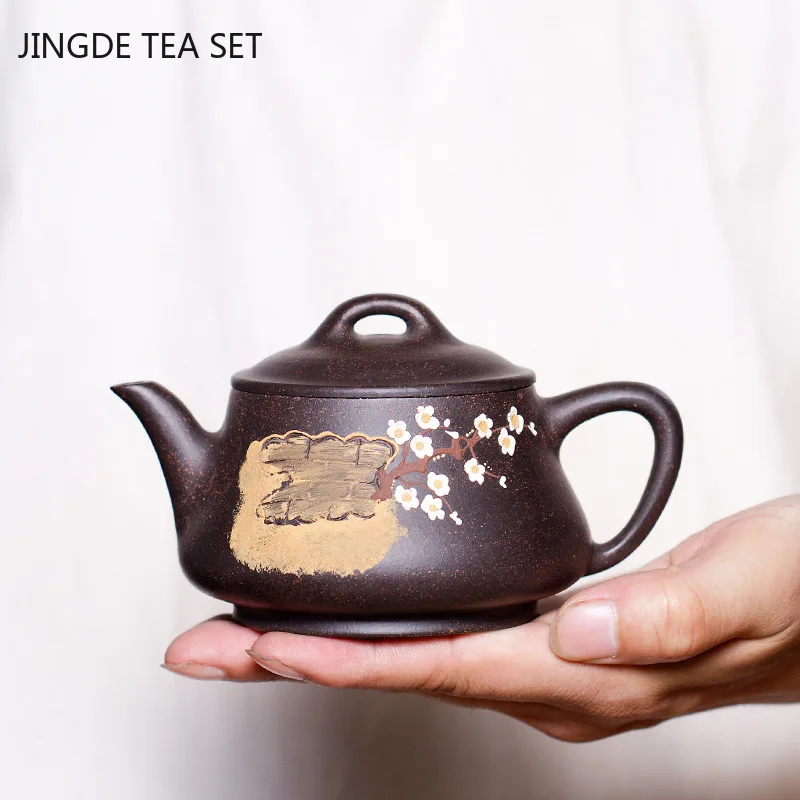 

Raw Ore Black Gold Sand Filter Tea Pot Yixing Purple Clay Handmade Teapot Chinese Tea Set Customized Tea Ceremony Gifts 220ml