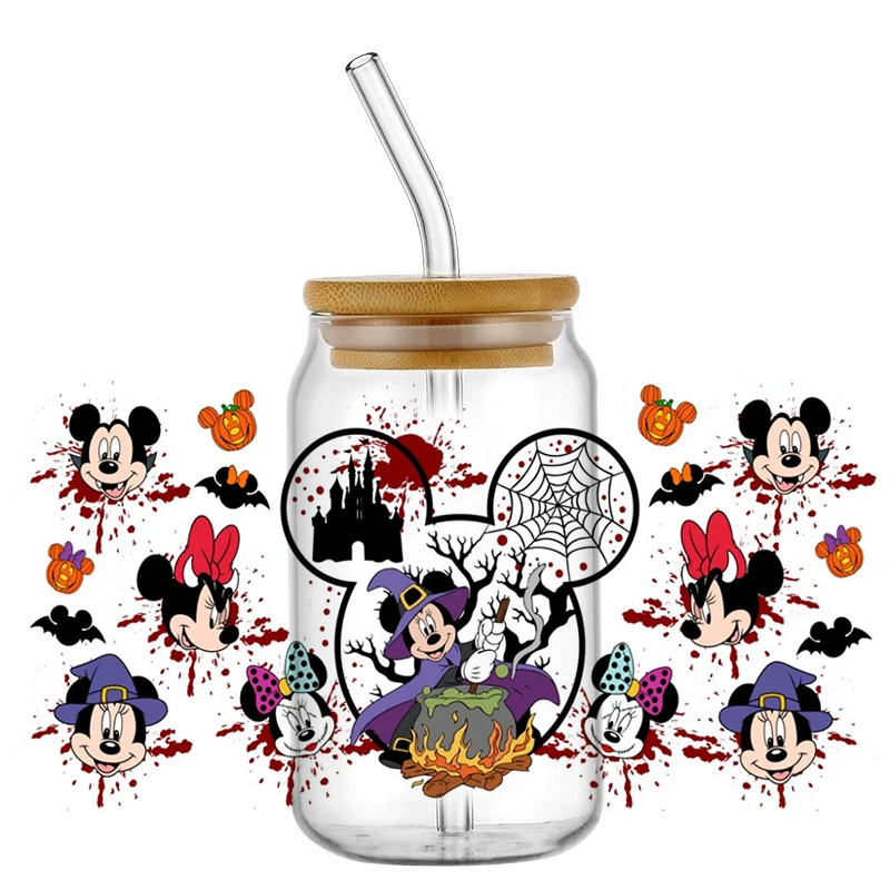 Miniso Хэллоуин день серия Милая Ститч мультфильм УФ DTF чашка обертка для 16 унций Libbey