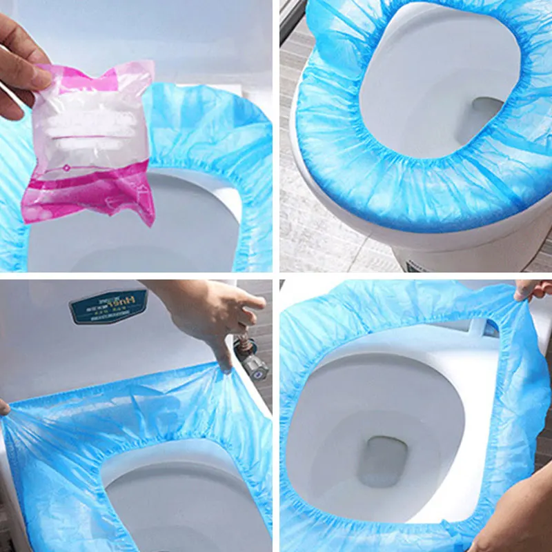 

DisposableToilet Seat Cover Washable Bathroom Toilet Pad Cushion With Handle Thicker Soft Mat Non-woven Fabric Closestool Mat