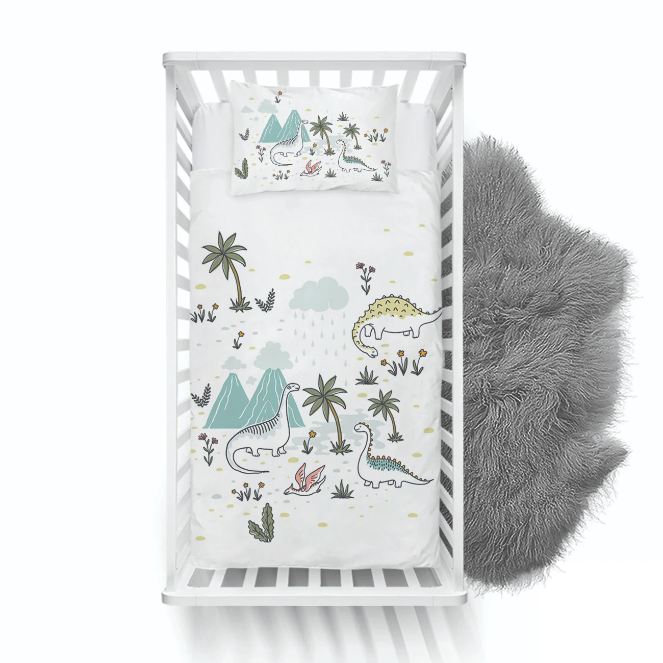 

Cute dinosaur model baby bed bedspreads print newborn cartoon baby kids room decoration duvet cover set