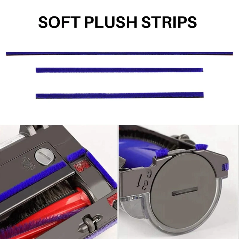 24Pcs Soft Plush Strips For Dyson V6 V7 V8 V10 V11 Vacuum Cleaner Roller Head Replacement Accessories Parts