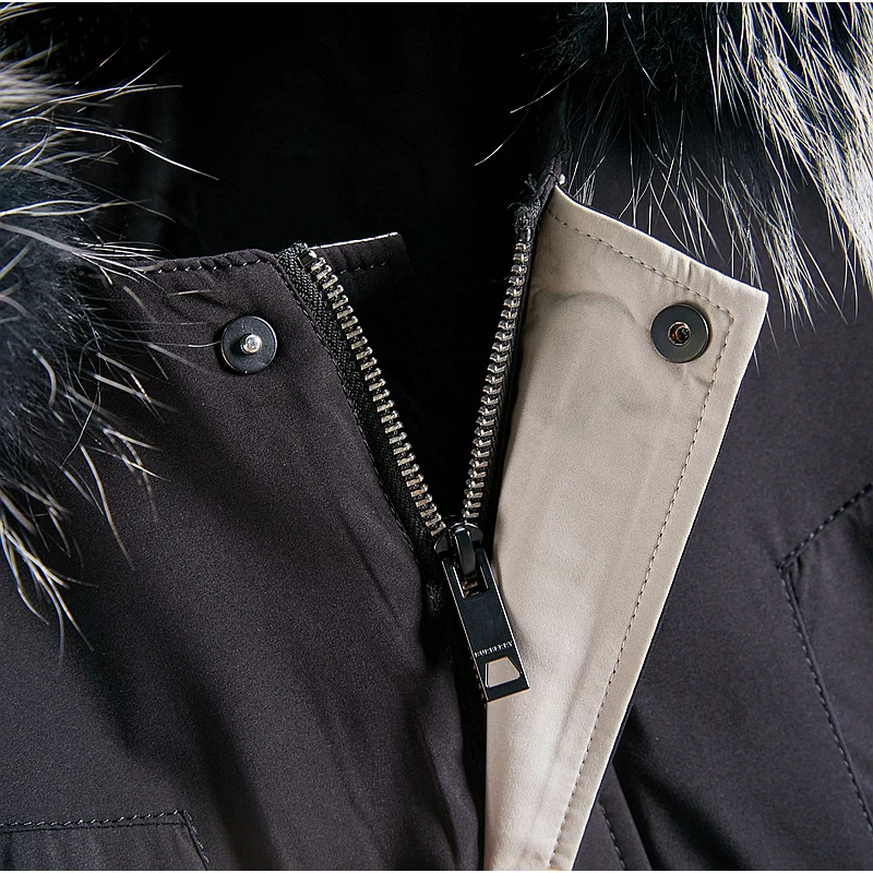 Big Fur Collar Cotton Coat Men's 2022 New Rabbit Fur Mid-Length Drawstring Fur All-In-One Overcoming Jacket Men's Coat