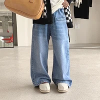 autumn girls retro style denim wide lge pants baby girl fashion loose casual harem jeans