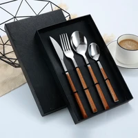 stainless steel knife and fork spoon imitation wood handle western style tableware set